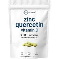 ราคา ส่วนผสมไมโคร Quercetin ด้วยวิตามินซีและสังกะสี 240 แคปซูล | Quercetin 500mg, Vitamin C 500mg, Zinc 50mg (Picolinate, Citrate, Glycinate, Gluconate) | อิมมิวนีผู้สนับสนุนฉบับสมบูรณ์ (49409514474)