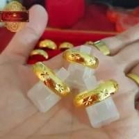 ราคา ใหม่!! แหวนชุบทอง 24K (99.9%) กลมเนื้อทรายสลักดาว เคลือบแก้วหนา (5165054159)