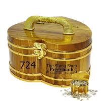 ราคา กระปุกออมสินหัวใจไม้สักทองไกปืนคาดทอง No.724 (20738571643)