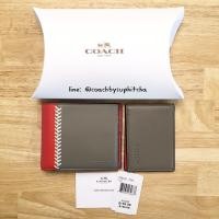 ราคา COACH COMPACT ID WALLET IN BASEBALL STITCH LEATHER (FOG) (35399673)