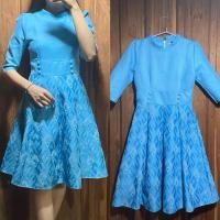 ราคา เดรสผ้าทอลายไทยสีฟ้า เดรสผ้าไทย ชุดไทย เดรสอัดกาว (s) (28457602268)