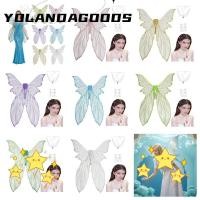 ราคา ปีกนางฟ้า YOLA, นางเงือกพร้อมสติ๊กเกอร์ปีกนางฟ้า, ปีกเครื่องแต่งกายผีเสื้อสีสันสดใสแบบหัววิเศษสําหรับผู้หญิงเด็กผู้หญิง (46011095370)