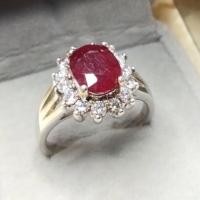 ราคา ทับทิมแท้ 4 กะรัต ล้อมเพชรcz ตัวเรือนเงินแท้ (20928773492)