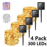 ราคา 1-4 ชิ้น 22/32M ไฟ LED พลังงานแสงอาทิตย์ ไฟประดับกลางแจ้ง LED กันน้ำ สายไฟประดับสำหรับงานปาร์ตี้คริสต์มาส สวน โคมไฟพลังง (26682403130)