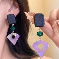 ราคา Boho ต่างหูทรงหยดน้ําสี, พื้นผิวสีดําสแควร์ด้านบน, ลูกปัดสีเขียวเหลี่ยมเพชรพลอย & สีม่วงพาสเทลกึ่งโปร่งใสพัดลม Charm, เครื่องประดับงบศิลปะสําหรับผู้หญิง (42830918688)