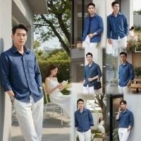 ราคา เสื้อพื้นเมืองผู้ชายคอเชิ้ตหม้อฮ่อมสโตน แขนยาว (43104774124)