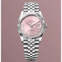 ราคา ROLEX-ROLEX Log 36 มม.สีชมพูผู้ชายผู้หญิงนาฬิกาข้อมือUnisex Noble Diamond Goddessนาฬิกาญี่ปุ่นนําเข้ากลไกสายห้าลูกปัด (56110315509)