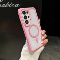 ราคา สีชมพูสาว 2 ใน 1 เกราะแม่เหล็กแข็งหนาเคสโทรศัพท์สําหรับ Samsung Galaxy S26 S25 S24 S23 S22 ULTRA PLUS EDGE FE S26 + S25 + S24 + Shock Proof Non-Slip (52610074618)