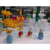 ราคา แจกัน+ดอกไม้ สีทองสีเงิน(บัวบานบัวตูม)ดอกไม้ถวายพระ (42920750934)