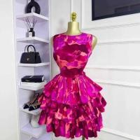 ราคา C 2026Elegant Women Ruffles Sexy Mini Dress Fashion Ral Print Chiffon Short Skirt Long Sleeve V Nec (50060711485)