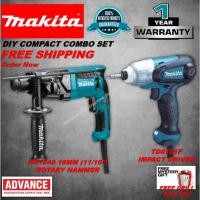 ราคา MAKITA เครื่องมือไฟฟ้า DIY Compact Combo Set RM599 ( HR1840 ค้อนโรตารี + TD0101F Impact Driver ) ( ชุดดอกสว่านฟรี) (47207018661)