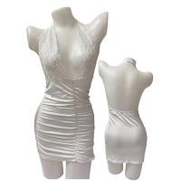 ราคา PA003 ชุดนอนผ้าสเปนเด็กซ์ลูกไม้สีขาว White lace spandex nightwear ด่วนมีส่งGrabค่า (43551430191)