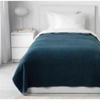 ราคา IKEA VÅRELD ผ้าคลุมเตียง สีน้ําเงินเข้ม 150x250 ซม (23868809095)