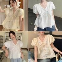 ราคา เสื้อบีบีดีปักลายดอกไม้คอวีตัดลูกไม้ตะวันตก (55107530557)