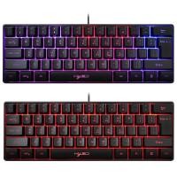 ราคา ใหม่ HXSJ 61-Key Gaming Film Keyboard RGB Light Mini Keyboard ปุ่มลัดต่างๆพร้อมสต็อก (46161379476)