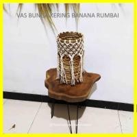 ราคา DRY FLOWER VASE / BEAJANA / DRY BANANA MACRAME FLOWER POT WHITE KNIT (29265168685)
