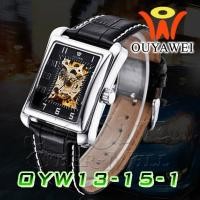 ราคา นาฬิกาข้อมือออโตเมติค เรือนทอง สายหนัง หน้าปัทม์ขาว OUYAWEI OYW13-15 (2014120564)
