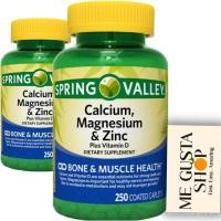 ราคา Spring Valley Calcium Magnesium & Zinc Plus D3 ted Caplets 250 Count (แพ็ค 2) 500 counter Total + me Gusta Sticker (42681121958)