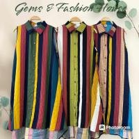 ราคา (ผ้าสปัน เนื้อนิ่ม ไม่ร้อน) เดรสเชิ้ตแขนกุด ป้าย Pitzy Dress เดรสปกเชิ้ตแขนกุดทรงเอ ลายริ้ว มีกระเป๋า 2 ข้าง อก 40 นิ้ว (27202847962)