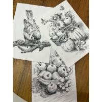 ราคา ภาพวาดนก ภาพวาดธรรมชาติ ภาพวาดผลไม้ ภาพวาดดินสอEE ขนาด5x7นิ้ว นำไปใส่กรอบตกแต่งให้สวยงาม (50511423069)