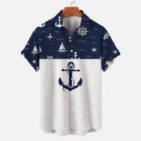 ราคา เสื้อฮาวายลายสมอเรือ 3ง 2024 เสื้อเชิ้ตผู้ชายสําหรับผู้ชายเสื้อผ้าทรงหลวมแขนสั้นลําลองโปร่งใส (46110905935)