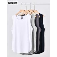ราคา อเมริกันหนักผ้าฝ้ายเสื้อกั๊กผู้ชายฤดูร้อน อุปสรรค์ บาสเกตบอลฟิตเนสกีฬาสีทึบสีขาวเสื้อกั๊กเสื้อยืดแขนกุด (49662182720)