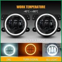 ราคา ไฟตัดหมอก LED 2pc ไฟตัดหมอก ทรงกลมขนาด 4 นิ้วสำหรับขับรถรถยนต์ไฟตัดหมอกสีขาวสีเหลืองอำพันวงแหวนรัศมีสำหรับรถจี๊ป (43304119948)