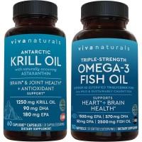 ราคา Viva Naturals 1250 mg Antarctic Krill Oil และชุดน้ํามันโอเมก้า-3 2,500 มก. ให้ Omega-3 EPA และ DHA (51661223980)