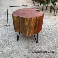 ราคา โต๊ะข้างไม้สักขาเหล็ก เส้นรอบวงกลม40 ซม (24463833183)