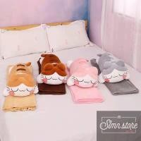 ราคา 3 ใน 1 PILLOW และ BLANKET รูปแมวขี้เกียจสุดน่ารัก ผ้าสักหลาดกํามะหยี่นุ่มพิเศษ ชุดเครื่องนอนสํานักงาน ตุ๊กตาหมี พร้อมผ้าห่ม Slmn_Meo.Luoi (40063527356)