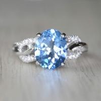 ราคา แหวนเงินแท้พลอยแท้โทแพซสีฟ้า Blue Topaz (6955186399)