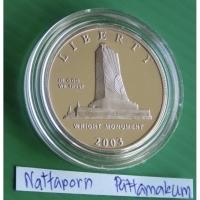 ราคา เหรียญ Half Dollar ที่ระลึกฉลองครบรอบ 100 ปีเที่ยวบินแรก พี่น้องไรต์ (Wright brothers) ปี 2003-P(ขัดเงา) (20063258115)