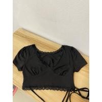 ราคา เสื้อครอบแต่งขอบลูกไม้สีดำผูกโบว์ด้านหลัง (27224839846)