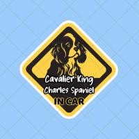 ราคา สติ๊กเกอร์ติดรถยนต์ สติ๊กเกอร์กันน้ำ Dog in car sticker ในรถมีหมา สติกเกอร์หมา Cavalier King Charles Spaniel คาวาเลียร์ (25913076878)