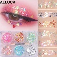 ราคา ALLUCK 6 ชิ้น/เซ็ต Eye Glitter Gel ติดทนนาน กันน้ำ Heart Star Moon กลิตเตอร์กากเพชรแต่งหน้า อายแชโดว์เลื่อมเทศกาลตกแต่ง (51404359524)