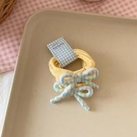 ราคา 【COD/READY】2Pcs Striped Flower Bow Hair Ring Versatile Candy Color Girl High Ponytail Head Rop (45460631655)