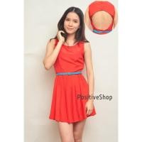 ราคา 092-025 Forever21 เดรสแขนกุด เว้าหลัง สีแดงส้ม (3959230019)