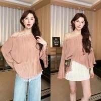 ราคา Chili Koko เสื้อแขนยาว สีชมพูพีช ผ้าชีฟองอัดพลีทพรีเมี่ยม ดีเทลแต่งลูกไม้ชายเสื้อ มีผูกโบว์หลัง ผ้าไม่ยับง่าย 99229 (46350306617)