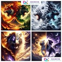 ราคา DOBUR 5D ภาพวาดเพชรชุดรอบ/สแควร์มังกรและเสือต่อสู้ 5D DIY Handmade ภาพผ้าใบศิลปะหัตถกรรมสําหรับตกแต่งบ้าน Frameless (52708066985)