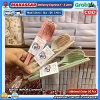 ราคา (min.order 50 ชิ้น) ช้อนฟางนําเข้า ส้อม ตะเกียบ บรรจุภัณฑ์พลาสติก การ์ดอวยพร Makassar (54807660531)