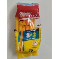 ราคา Gillette Super Thin II ยิลเลตต์ ด้าม มีด โกน หนวด---- 2ด้าม/ห่อ , 8+2 ด้าม/ห่อ , 5+1ด้าม/ห่อ (13704044150)