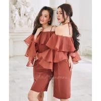 ราคา La mignonne (ส่งต่อ) : 2XL/XXL ชุดออกงานสาวอวบ เดรสสาวอวบ ชุดไปงานแต่ง ราตรี สีน้ำตาล (51460105452)