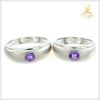 ราคา แหวนพลอยคู่รัก Ring of Love ฝังพลอยอเมทิสต์แท้ เงินแท้ ชุบทองคำขาว (9511300937)