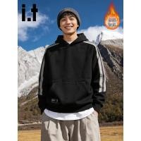 ราคา มัน izzue สไตล์อเมริกันเสื้อคลุมด้วยผ้าผู้ชายขนแกะซับฤดูหนาวสไตล์ใหม่หนาอบอุ่นด้านบนสไตล์ถนนเสื้อสวมหัว 4พี (46610749601)