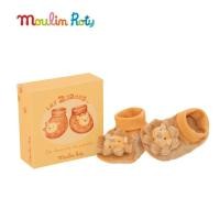 ราคา Moulin Roty รองเท้าเด็ก 0-9 เดือน ถุงเท้า เด็กอ่อน ถุงเท้าเด็กแรกเกิด ลายสิงโต Les Zazous Lion Baby Slippers MR-671013 (50283793)