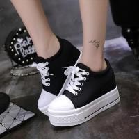 ราคา รองเท้าขนมปังผ้าบุนวมส่วนบุคคล รองเท้าผูกเชือก พื้นสูง 9ซม บีเอ็ม052ง (56861916542)