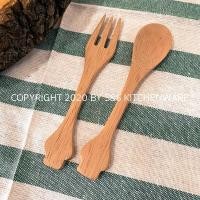 ราคา ช้อนส้อม ก้นจิ๊กซอว์ ไม้ยางพารา ขนาด 13cm. by BG WOOD STUDIO (5447872889)
