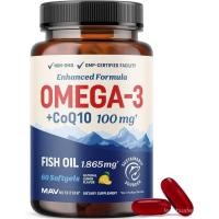 ราคา น้ํามันโอเมก้า 3 + Co Q10 | 1305MG Omega3 พร้อม CoQ10 100MG สําหรับ Heart Health Cellular Energy และพอร์ต Antioxidant | Co Q 10 + Omega3 | Cnzyme Q10 Oil s | ที่ไม่ใช่จีเอ็มโอ | 60 Ct (52560862947)