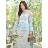 ราคา เสื้อลูกไม้ เนื้อผ้ามุ้งปักลูกไม้ แขนยาว แต่งอกซีทรู สวยหรู (2081659576)