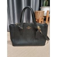 ราคา กระเป๋า COACH F57523 กระเป๋ามือสอง MINI CHRISTIE CARRYALL IN CROSSGRAIN LEATHER หนังดำ สะพายไหล่หรือ crossbody (24715268120)